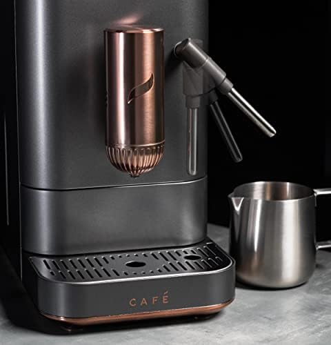 Café Affetto Automatic Espresso Machine + Milk Frother | Built-In & Adjustable Espresso Bean Grinder | One-Touch Brew in 90 Seconds | Matte Black, 1.2 Liter, (C7CEBBS3RD3)