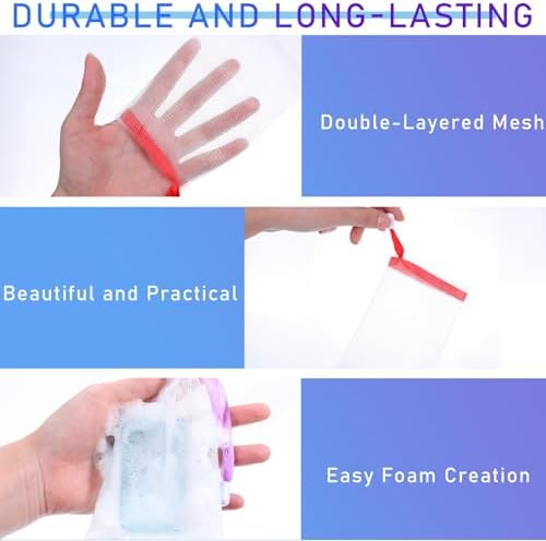 140 Pcs Mesh Soap Bags for Soap Bars, 10 Colors Soap Saver Pouch, Soap Bag for Shower with Drawstring, for Shower Washing, Bubble, Drying and Store Soap, 6 X 4 Inches