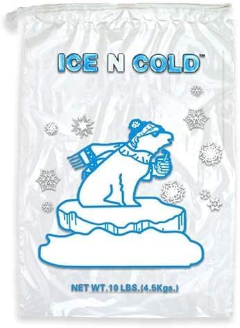 Ice Bags with Drawstring Closure | 10lb, 200ct/cs | 41 mic Thickness | Portable Storage and Freezer Keeper