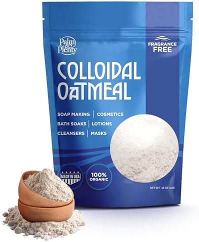 100% Organic Colloidal Oatmeal - Unscented, Ideal for DIY Bath Products, Skincare, Cosmetics, Natural Oatmeal Bath for Itching Adults, Soothing Agent for Itchy, Irritated Skin, 16oz