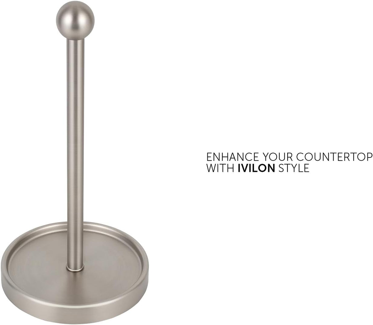 Ivilon Countertop Paper Towel Holder - Modern Sleek Ball Minimalist Design - Color Brushed Nickel