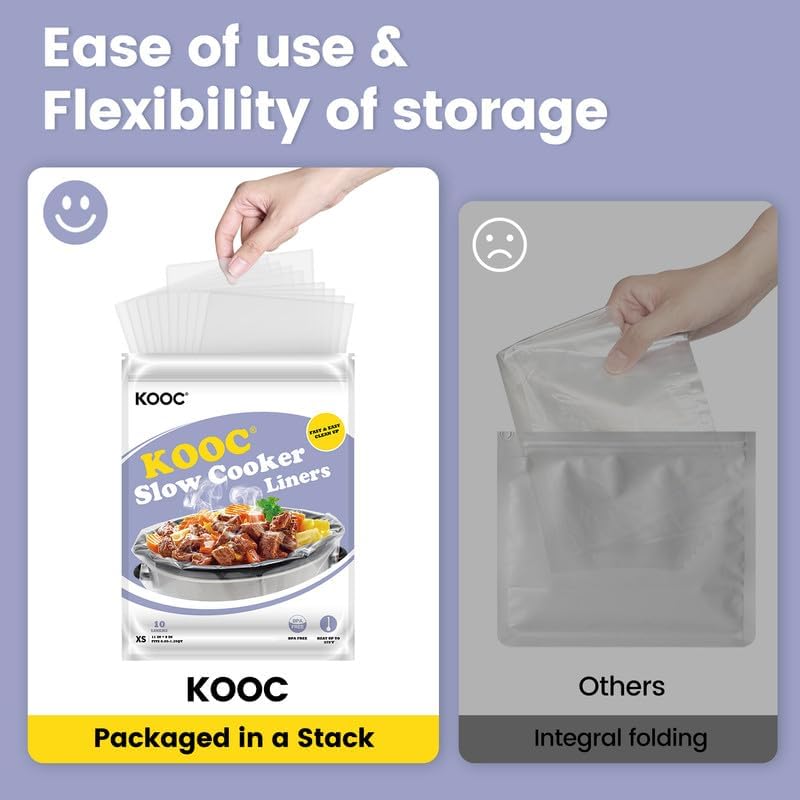 KOOC Slow Cooker Liners 8"x11" 30 Count Mini Size Disposable Pot Liners Cooking Bags Fit 0.65 qt to 1.25 qt Pot BPA Free Fresh Locking Seal Design