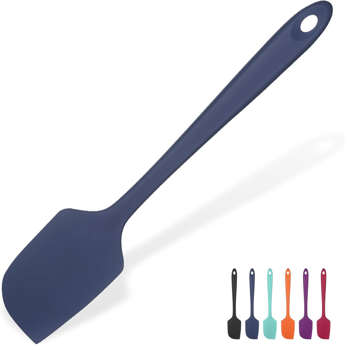 Heat Resistant Silicone Large Spatula: U-Taste 600ºF High Heat Flexible 11.38in Silicon Mixing Stirring Cooking Scraping Baking Bowl Scraper Seamless Spreader for Nonstick Cookware (Midnight Blue)