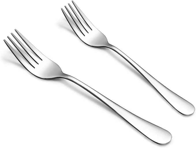 SANTUO Stainless Steel Forks Set, 10PCS 7.3" Salad Forks and 10PCS 6.7" Dessert Forks, Set of 20 Top Food Grade Silverware Forks, Mirror Polished & Dishwasher Safe