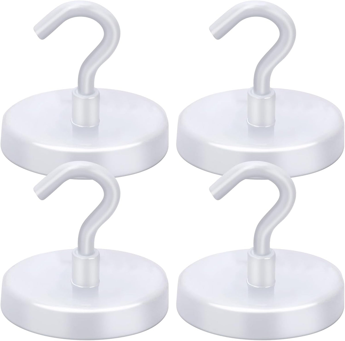 LOVIMAG Magnetic Hooks for Cruise Cabins, 150Lbs Cruise Magnets, White Magnetic Hooks Heavy Duty for Hanging, Refrigerator, Grill-4 Pack
