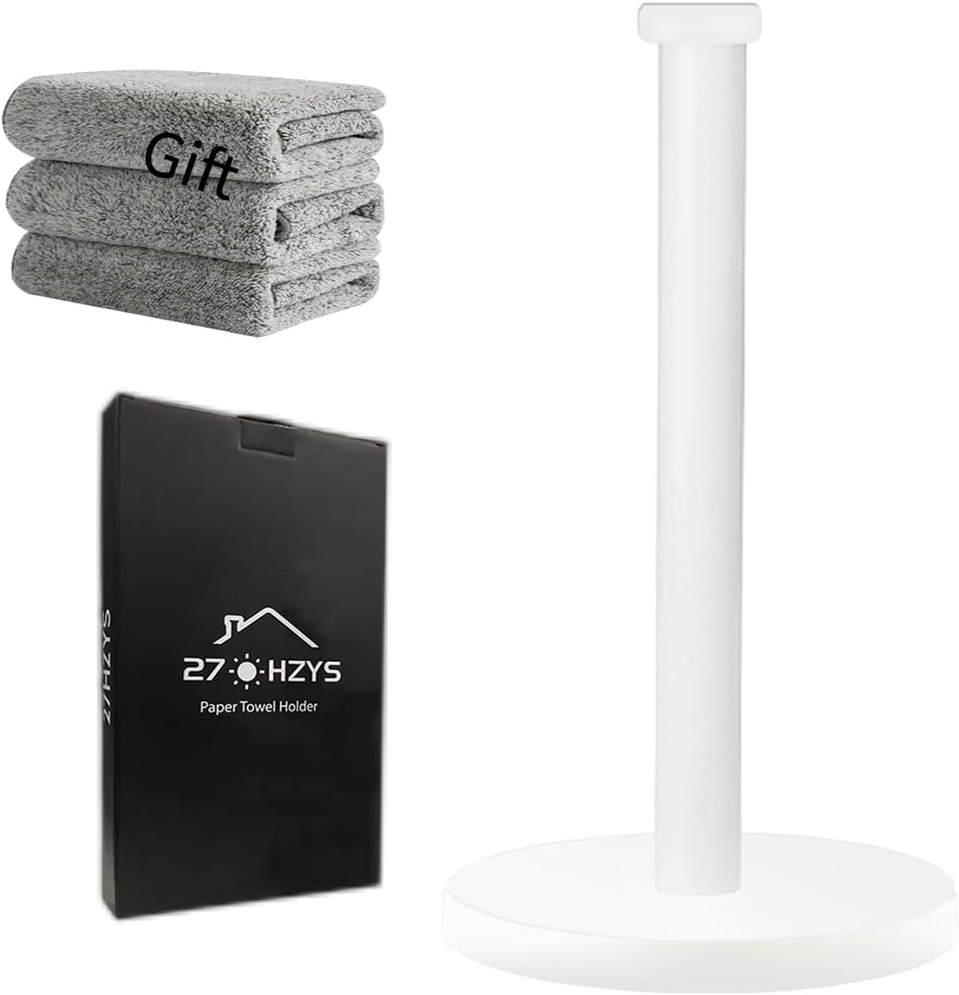 White Paper Towel Holder - Countertop Standing Holder for Kitchen
