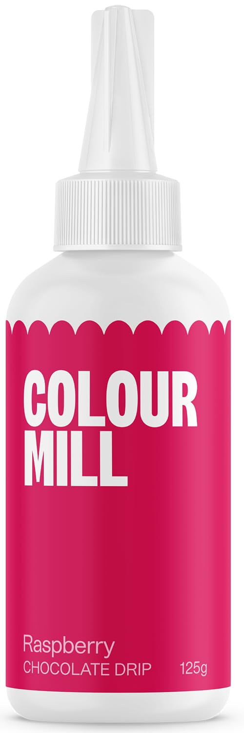 Colour Mill Chocolate Drip Easy-Melt Drizzle for Desserts, 125 Grams Raspberry