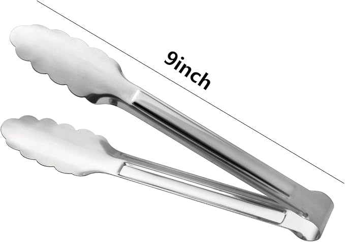 Stainless Steel Food Tongs - Serving Tong Set of 6 (9 Inch)