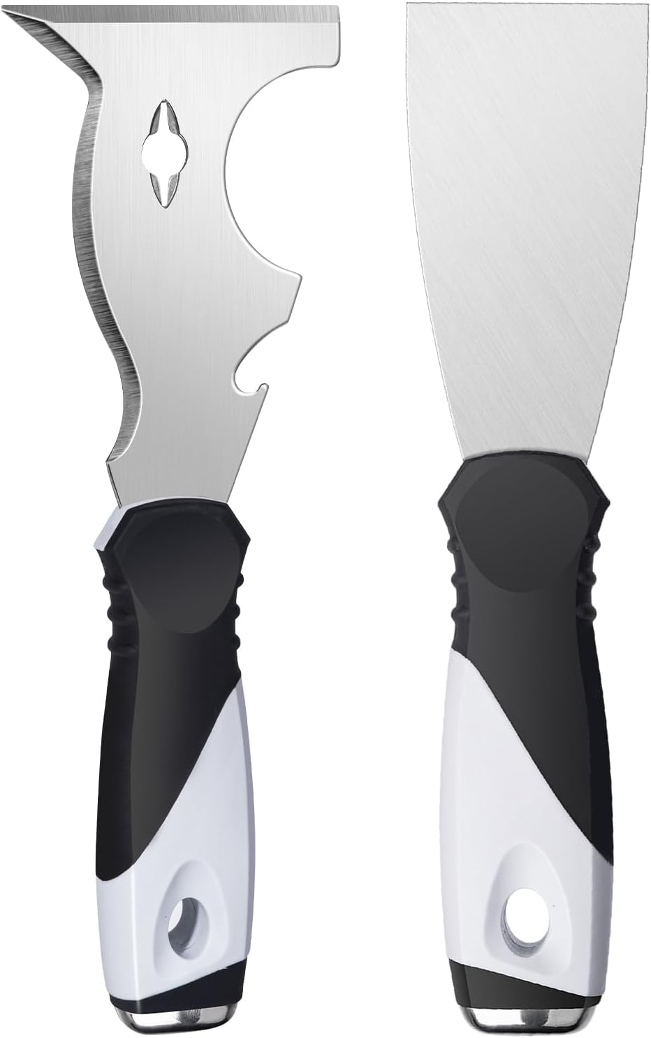Mister Rui 2 Pack Putty Knife Set, 10 in 1 Paint Scraper Tool with 2 Inch Stainless Steel Painters Tool, Paint Scraper for Painting & Wood, Metal Scraper