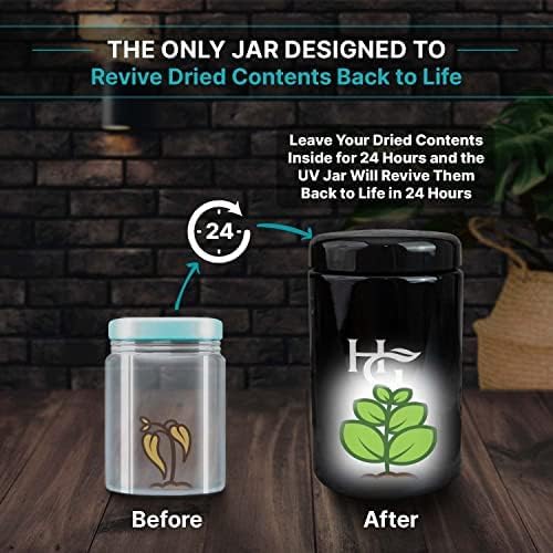 Herb Guard - 2 Oz Airtight Container & Smell Proof Jar (1 Liter) Humidity Pack Keeps Herbs Fresh for Months [3 Pack]