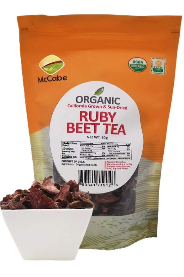 McCabe Organic Sun-Dried Ruby Beet Tea - Organic Beet Root Tea 80g (Pack of 3) | Rich with Fiber & Minerals | USDA and CCOF Certified | Product of USA