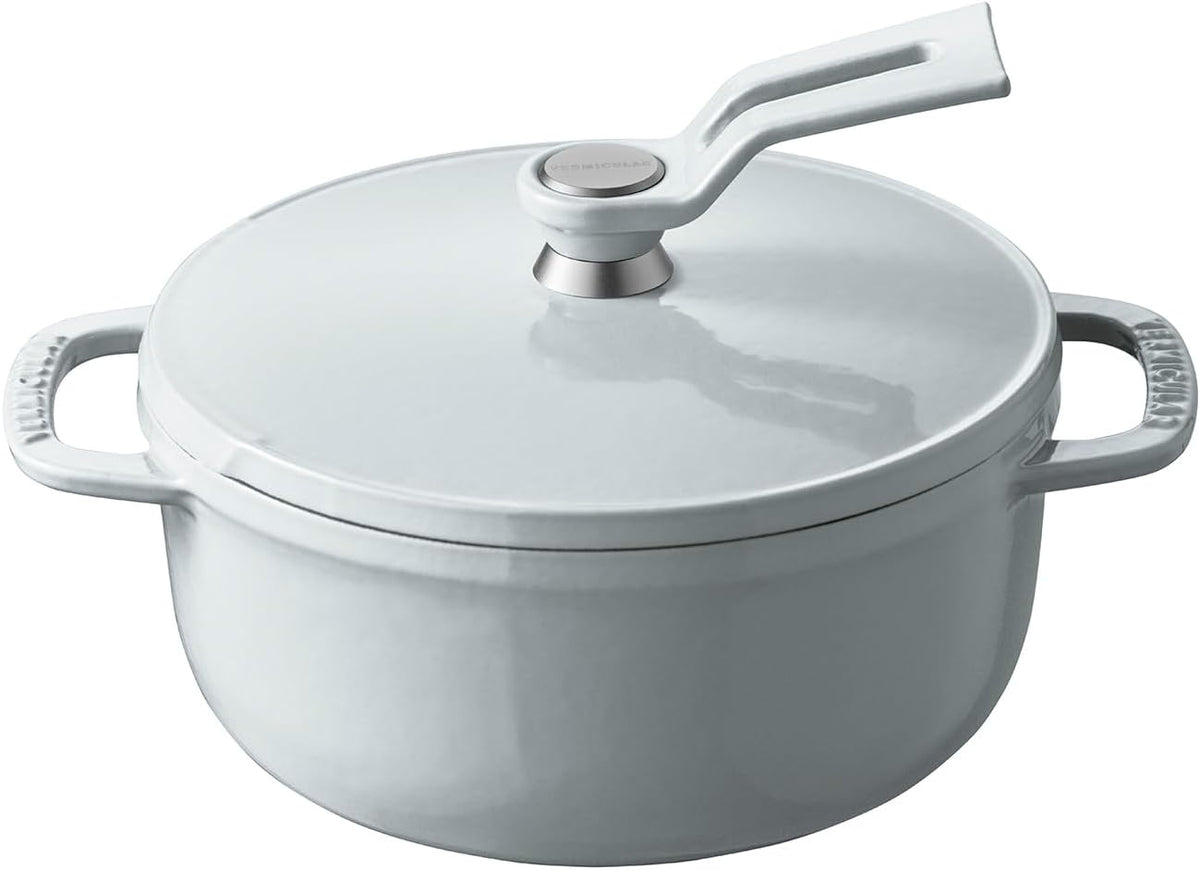 Vermicular Oven Pot 2.0 | Lightweight Enameled Cast Iron Pot | 14cm (1 Qt) | Non-Toxic | Induction-compatible | Dutch Oven | Made in Japan | Oyster Gray