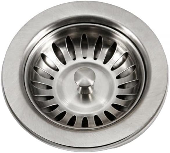 Houzer 190-9180 - 3-1/2 inch Stainless Steel Kitchen Sink Basket Strainer, Durable Food Catcher Stopper for Metal Kitchen Sink, Ideal for Filtering Waste and Preventing Clogs