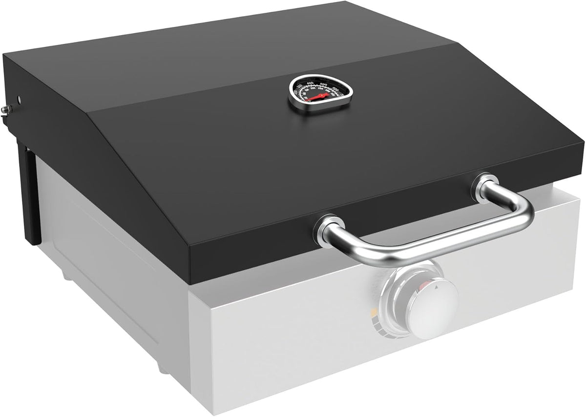 Hard Cover Hood with Temperature Gauge for Blackstone 17 inch Table Top Griddle, Hinged Lid for Blackstone 17" Front or Rear Grease Model, Black