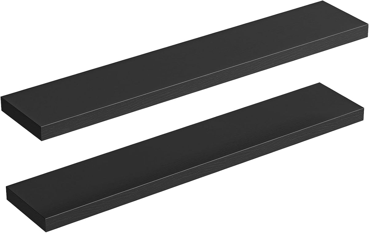 HOOBRO Floating Shelves for Wall, Wall Mounted Shelf Set of 2, 47.2" Hanging Shelf with Invisible Brackets, for Wall in Bathroom, Bedroom, Toilet, Kitchen, Living Room, Office, Black BK120BJP201