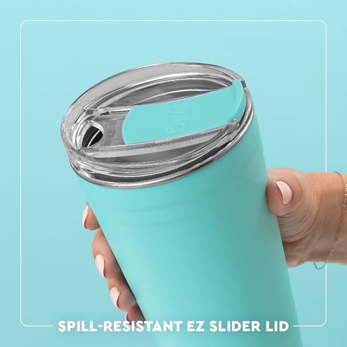 Swig Life 24oz Party Cup, Halloween Insulated Travel Coffee Tumbler with EZ Slider Lid, Cup Holder Friendly, Stainless Steel 24 oz Tumbler, Reusable Mug (Boo Crew Pumpkin)