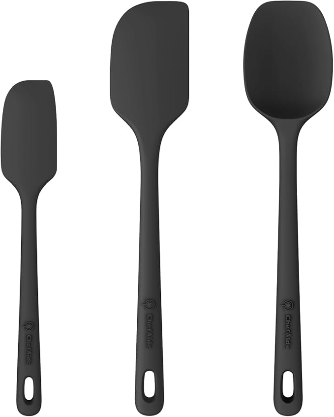 3 Pieces Silicone Spatula Set, Food Grade Rubber Spatula, Upgrade Strong Handle with Ergonomic Grip, Heat Resistant for Nonstick Cookware, Cooking