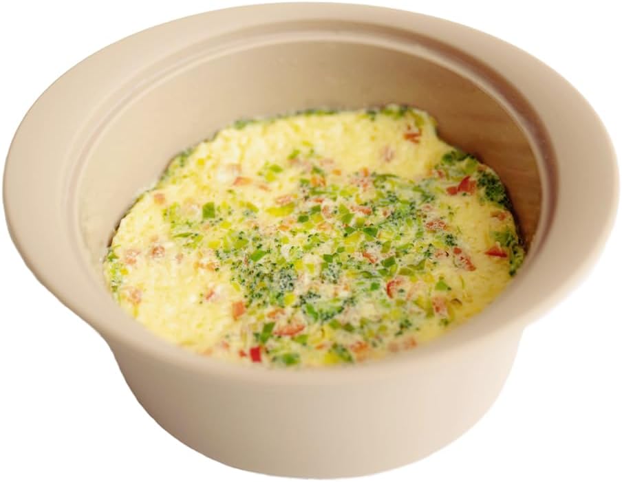 Microwave Silicone Steamer for Baby Food, Made In Korea, Oven & Dishwasher Safe to 482°F, Easy Clean, Microwave Pot with Handle & Lid, 100% Food Grade Steamer Bowl (Creme Brulee, 27.1oz (800ml))