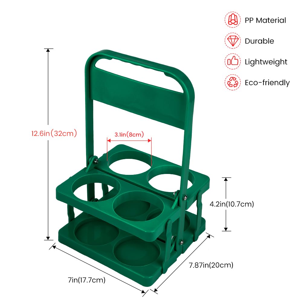 Bodaon 4 Cup Drink Carrier with Handle, Plastic Cup Carriers for Drinks, Drink Holder for Car, GrubHub/Eats Doordash Accessories, Portable Foldable Reusable Mobile, Use for Food Delivery Bag, Green