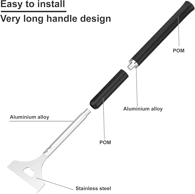 Extra Length Griddle Scraper,Griddle Cleaning Scraper with 16" 7 Handle,Heavy Duty Stainless Steel Grill Scraper,Flat top griddles Grill Accessories Cleaning Kit for Indoor,Outdoor