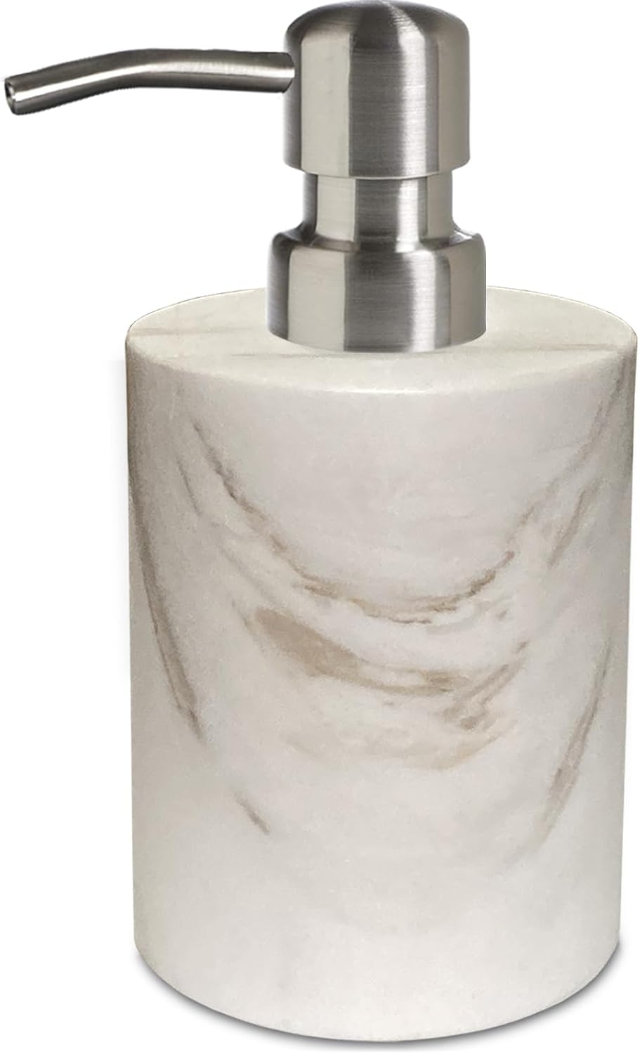 Marble Soap Dispenser, soap and Lotion Dispenser Bathroom, with Rust Proof Stainless Steel Pump Refillable for Kitchen Bathroom Countertop-Hand Lotion and Liquid Soap Dispenser-White
