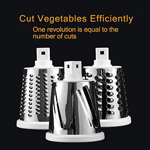 Manual Rotary Potato Grater Kitchen Mandoline Vegetable Slicer，with 3 Interchangeable Blades，Easy to use (White)
