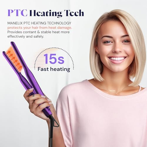 0.3 Inch Super Slim Design Mini Flat Iron for Short Hair, 2 in 1 Hair Straightener and Curler, Dual Voltage PTC and Ceramic Small Flat Iron Hair Straightener