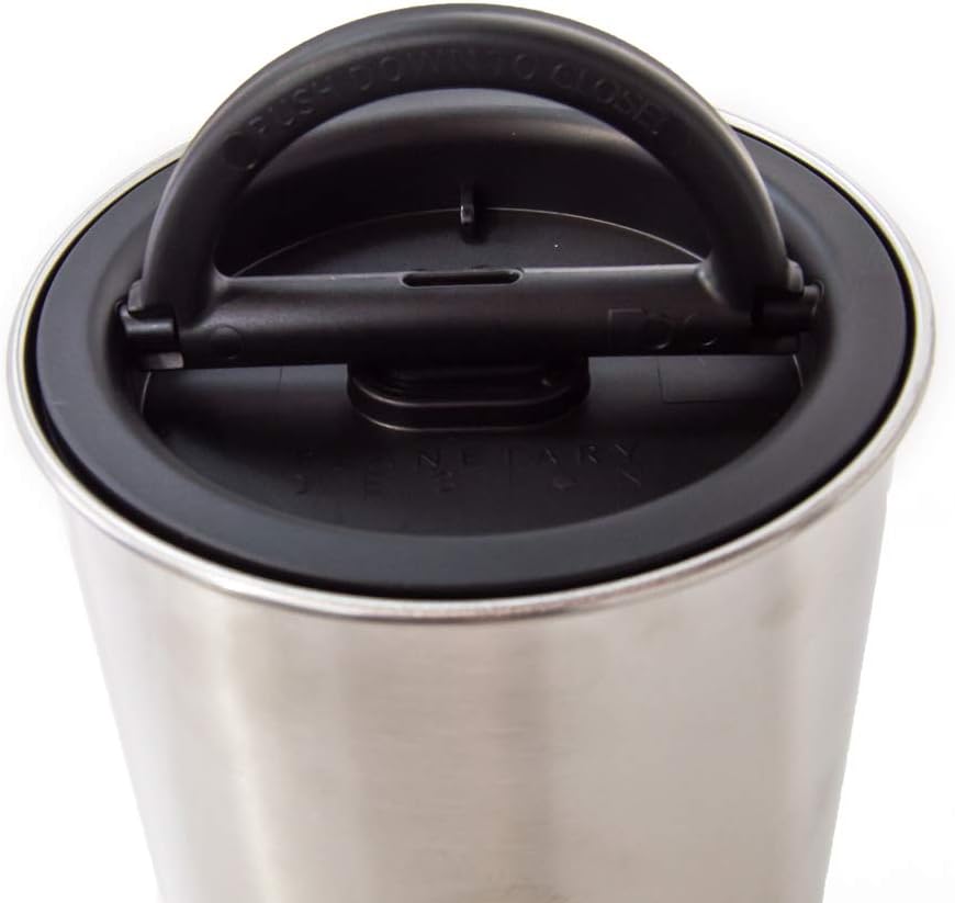 Planetary Design Airscape Stainless Steel Coffee Canister | Food Storage Container | US Patented Inner Plunger Lid REMOVES Excess Oxygen | Don't Buy airtight, Buy AIR-Less | (Medium, Brushed Copper)