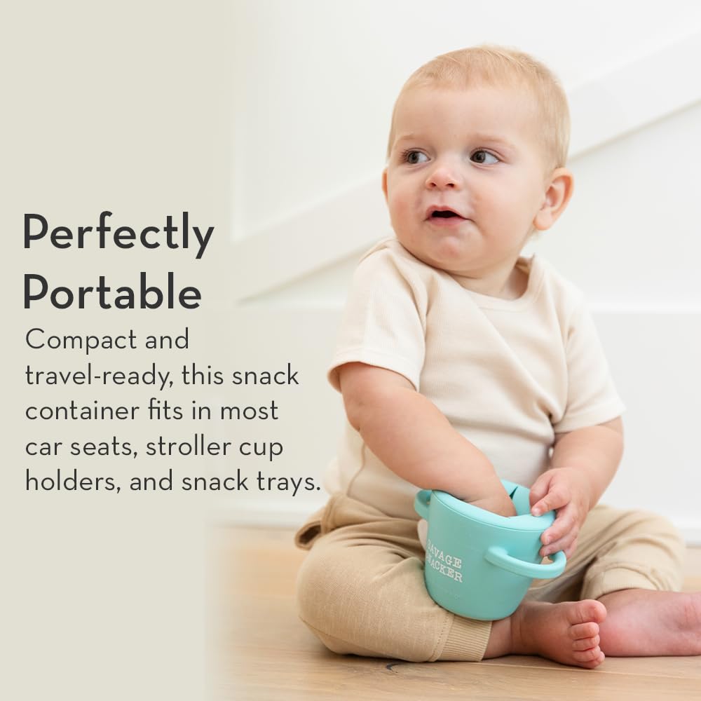 Bella Tunno Snack Cups for Toddlers, Silicone Spill Proof Food Container with Lid, Babies & Kids 6-12 Months, Savage Snacker