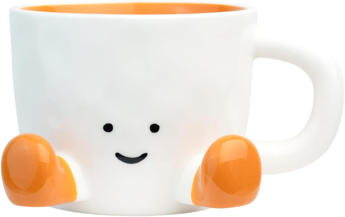 Cute Coffee Mug for Women, Ceramic Funny Coffee Cup - 12 oz Novelty Unique Teacup with Handle - Artistic Coffee Mug for Family, Friends, Coworkers(Orange)
