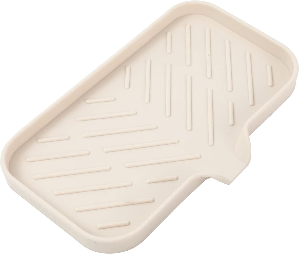 Silicone Bathroom Soap Dishes with Drain Spout-Bathroom and Kitchen Sink Organizer,Sponge Holder,Dish Soap Tray,Perfect for Dispenser,Scrubber,Bottle,Cup on Sink or Counter-Tapioca 9.6"×5.3"
