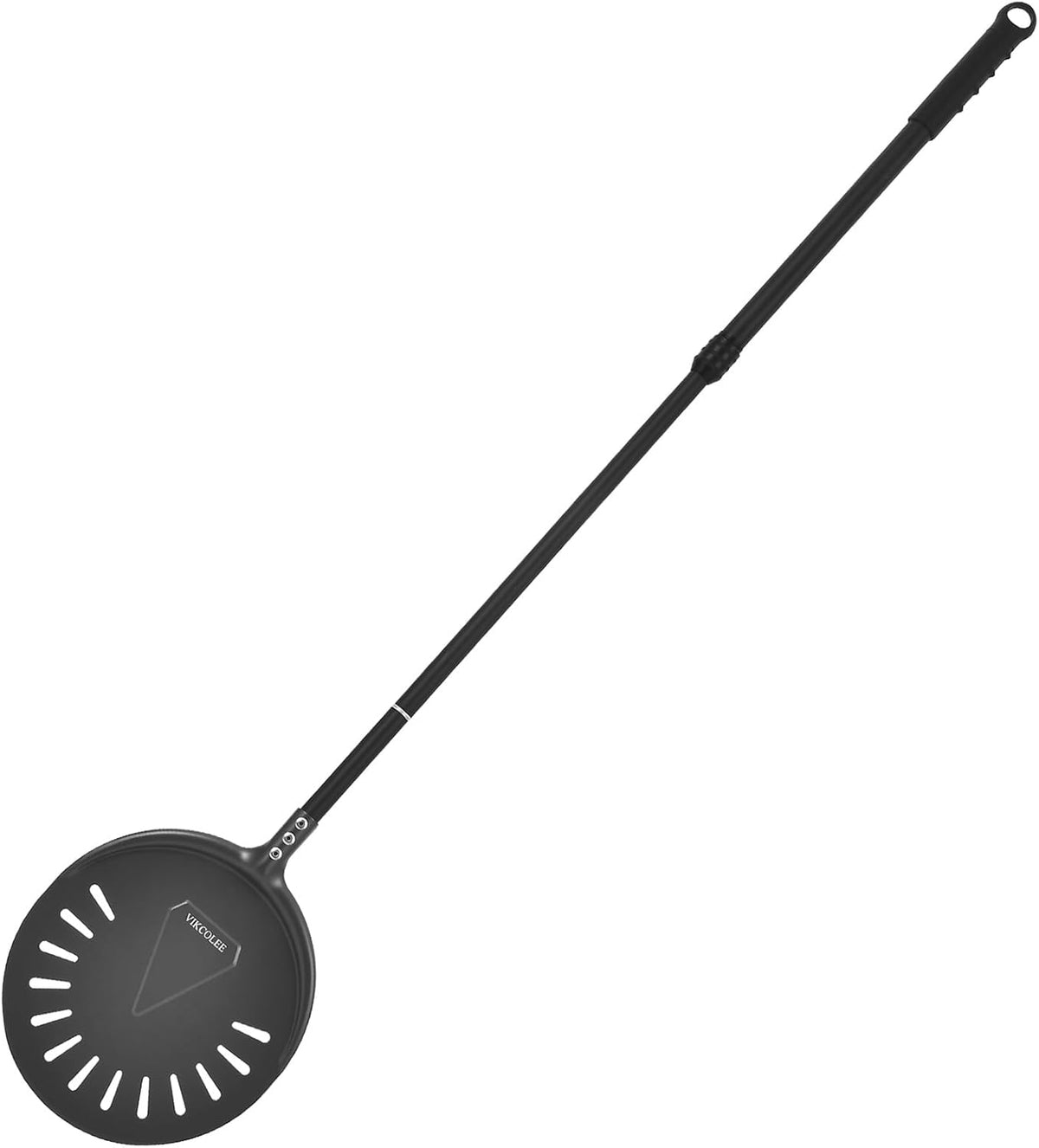 Turning Pizza Peel, 9 Inch with 38 Inch Handle Round Pizza Turning Peel, Professional Anodized Aluminum Turning Pizza Spatula, 47 Inch overall