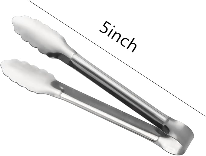Serving Tongs,Buffet Tongs, ACAUTO Stainless Steel Food Tong Serving Tong Small Serving Tongs Stainless Steel Mini Appetizer Tongs, Set of 6 (5 Inch(12 Pack))