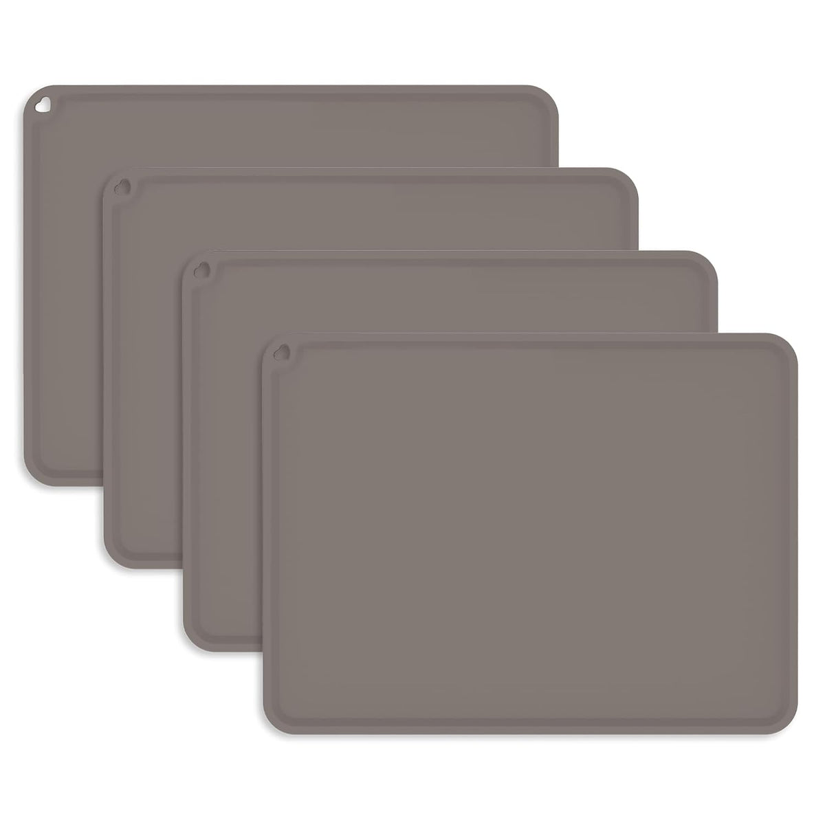 Kids Silicone Placemat, KVK Baby Placemats for Kids Toddler Children Reusable Non-Slip Table Mats Baby Food Mats for Restaurant, 4 Pack, Gray