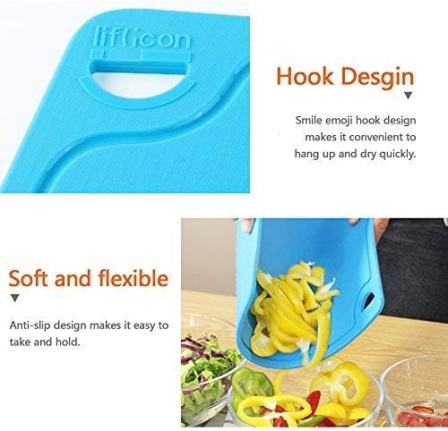 Extra Large Thick Silicone Cutting Boards for Kitchen 14.6'' x 10.43'' Flexible Cutting Chopping Boards/Mats Non-slip Deep Drip Juice Groove, Dishwasher Safe-Blue