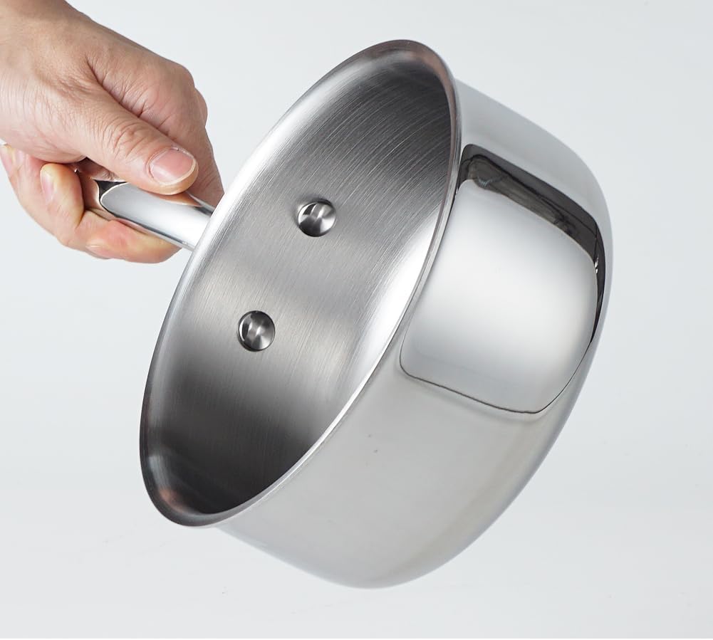 HOMICHEF Mirror Polished NICKEL FREE Stainless Steel 1.5 Quart / 6.5 Inch Sauce Pan with Glass Lid (No Toxic Non Stick Coating, Whole-Clad 3-Ply) Soup Pot Small Cooking Pot