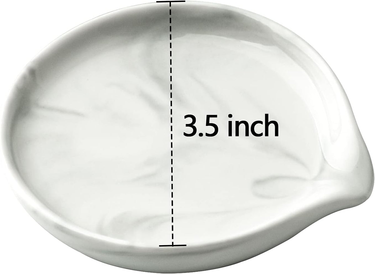 Spoon Rest,Ceramic Spoon Rest for Kitchen Counter Dishwasher Safe Marble Decor Spoon Holder for Kitchen,3.5 Inches
