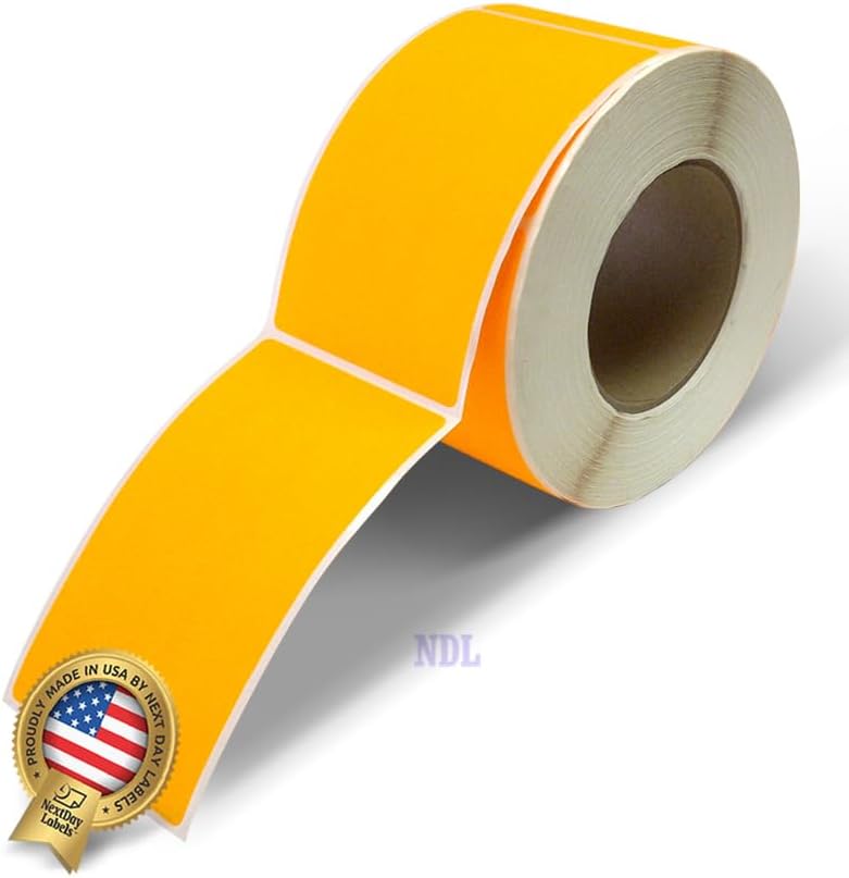 NextDayLabels 500 Rectangle Stickers (3" x 5") - Color Coding Labels Roll - Moving Labels for Boxes, Colored Inventory Stickers for Packing, Organizing, and Storage (Fluorescent Orange)