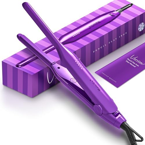 0.3 Inch Super Slim Design Mini Flat Iron for Short Hair, 2 in 1 Hair Straightener and Curler, Dual Voltage PTC and Ceramic Small Flat Iron Hair Straightener