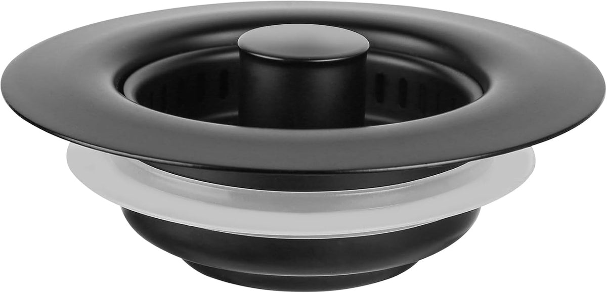 Kitchen Sink Drain Strainer/Strainer Basket, Upgraded 3 in 1 Stainless Steel Pop-up with Anti-Clogging Basket Sink Stopper, Suitable for US Standard 3-1/2" Sink Drain Hole (Matte Black)