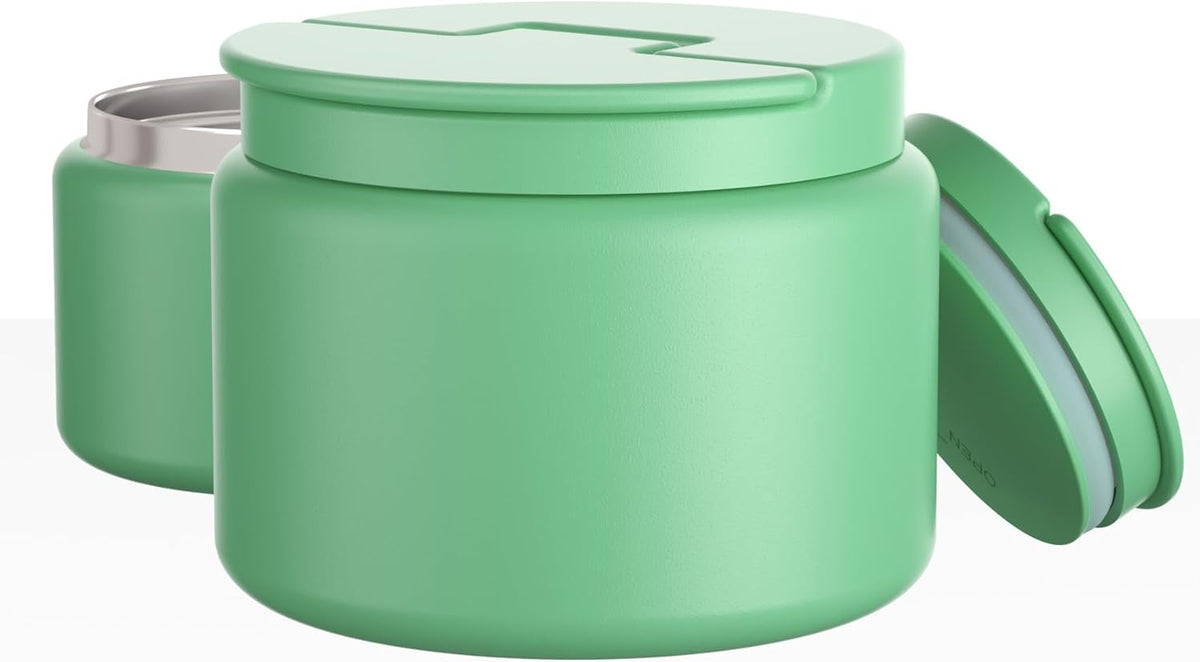 14.5oz Soup Thermo for Hot Food Kids Vacuum Insulated Food Jar Twist-Free Soup Thermo for Hot Food Kids Leakproof Stainless Steel Wide Mouth Lunch Container (Green)