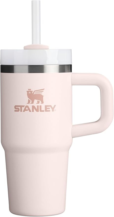 STANLEY Quencher H2.0 Tumbler with Handle and Straw 14 oz | Flowstate 3-Position Lid | Cup Holder Compatible for Travel | Insulated Stainless Steel Cup | BPA-Free | Rose Quartz 2.0