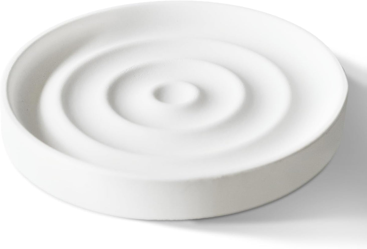 Diatomite Soap Dish Holder, Stone Bath Dish, Quick Dry Stone Bar Holder, Fast Drying Soap Saver, Diatomaceous Earth Tray for Hand Soap, Sponge Organizer, White