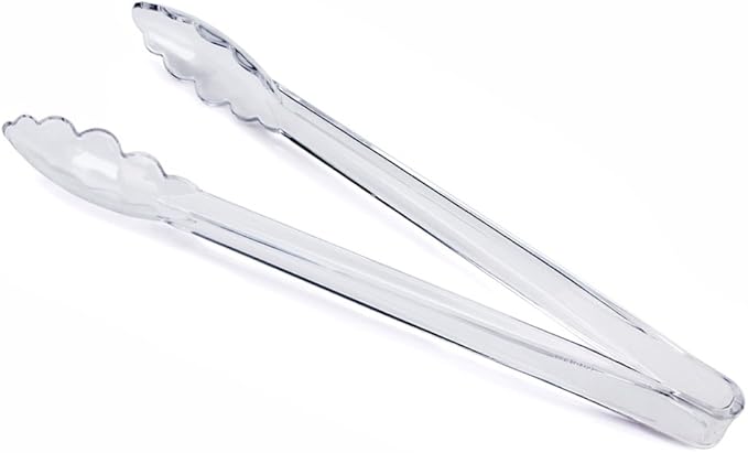 New Star Foodservice 35520 Utility Tong, High Heat Plastic, Scalloped, 12 inch, Set of 12, Clear