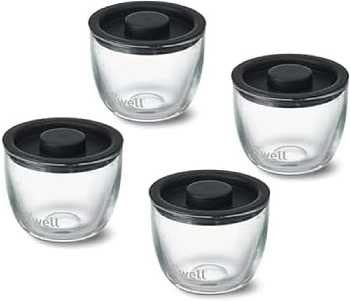 S'well 12oz Glass Prep Bowl Set of 4 for Easy Meal Prep, Black, Durable Tempered Glass, Nesting Design Compatible with 21.5oz S'well Eats Containers