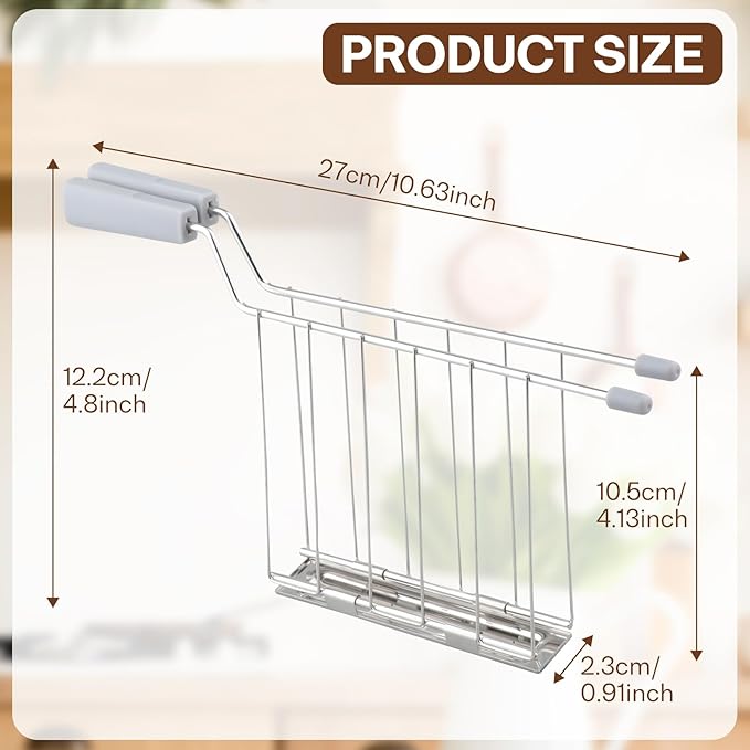 Toast Slice Holder Toaster Warming Rack Practical Stainless Steel Kitchen Tool Sandwich Cage Bread Toast Rack for Baking Home, Gray