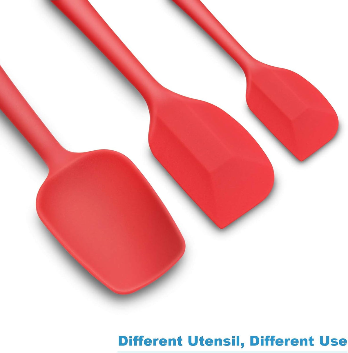 Silicone Spatula 3-piece Set, Ergonomic Handle High Heat-Resistant Spatulas, Non-stick Rubber Spatulas with Stainless Steel Core, Red