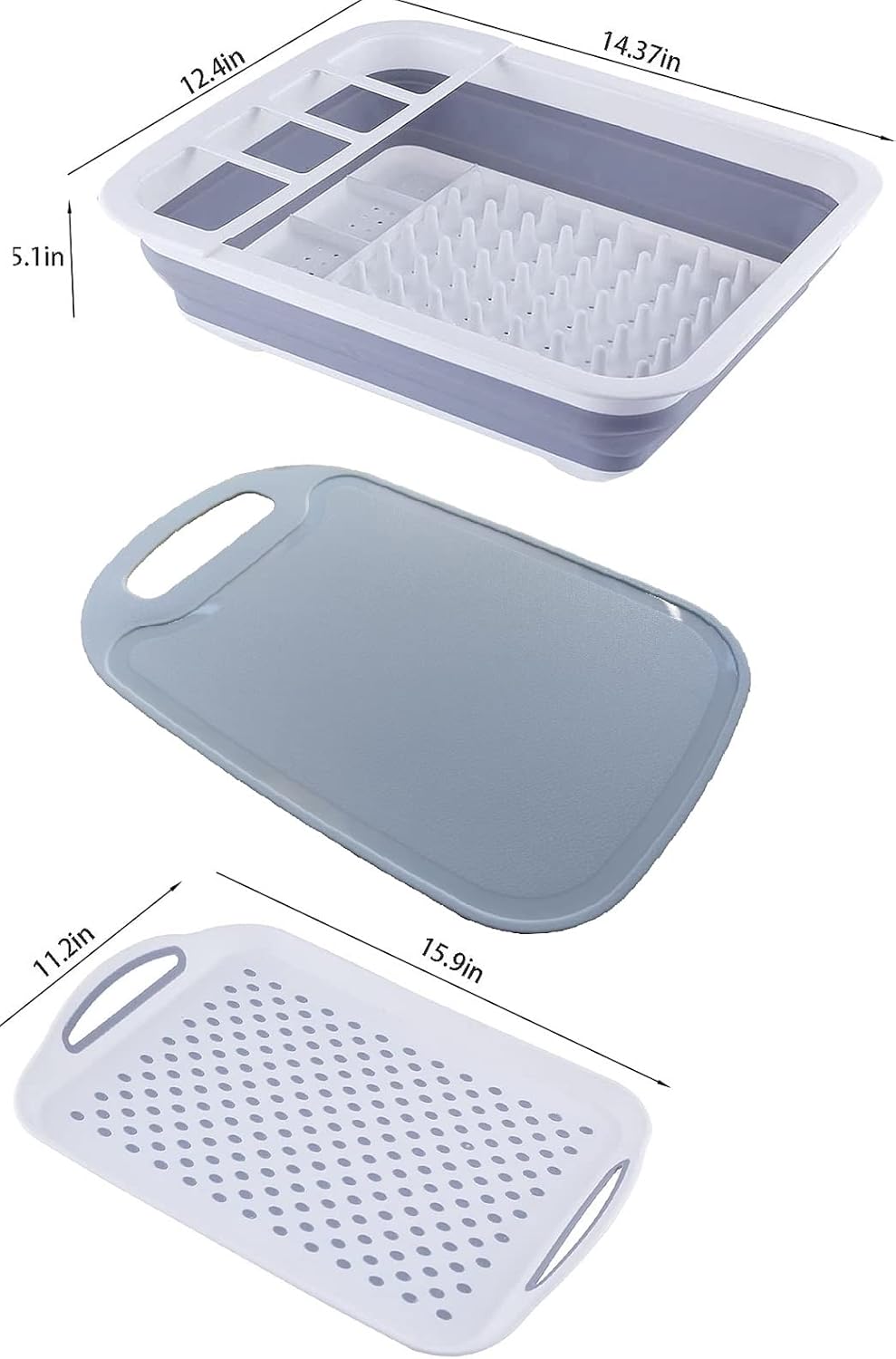YunTeng Collapsible Dish Drying Rack and Drainboard Set Portable Camp Dish Drainer Dinnerware Organizer Dish Rack Foldable Dying Dish Storage Rack for Kitchen Counter RV Camping Accessories