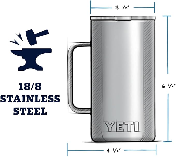YETI Rambler 24 oz Mug, Vacuum Insulated, Stainless Steel with MagSlider Lid