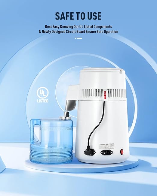 CO-Z 1.1 Gallon Water Distiller, 750W Countertop Home Office Countertop Distiller Water Making Machine, 4L Distilled Clean Water Maker, Distill Distilling Water Purifier Distillers, Pure Water Maker